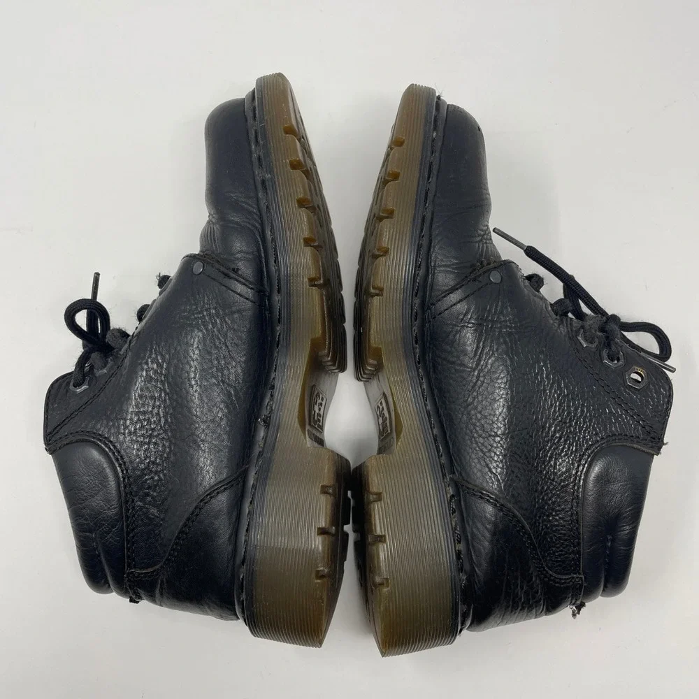 VTG Y2K Dr. Martens England Black Pebbled Leather Lace Up Ankle Boots Moto Punk